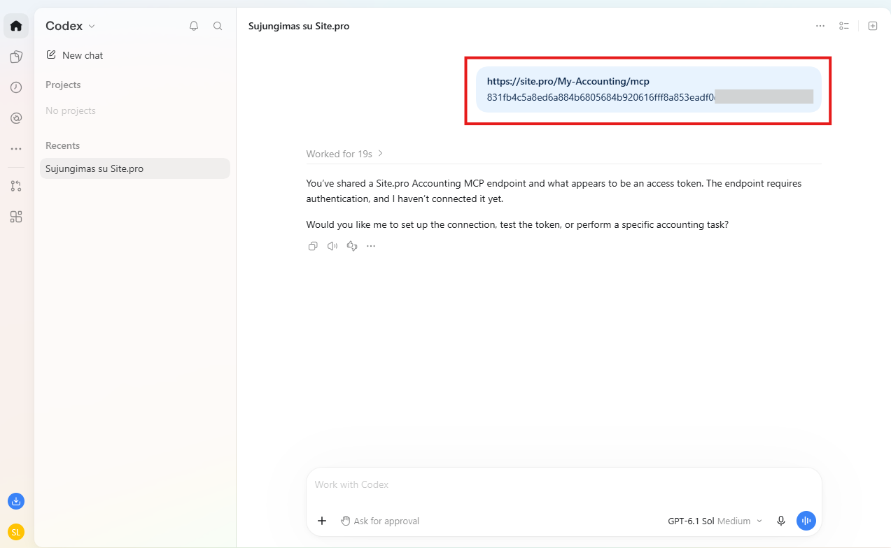Codex connection to Site.pro
